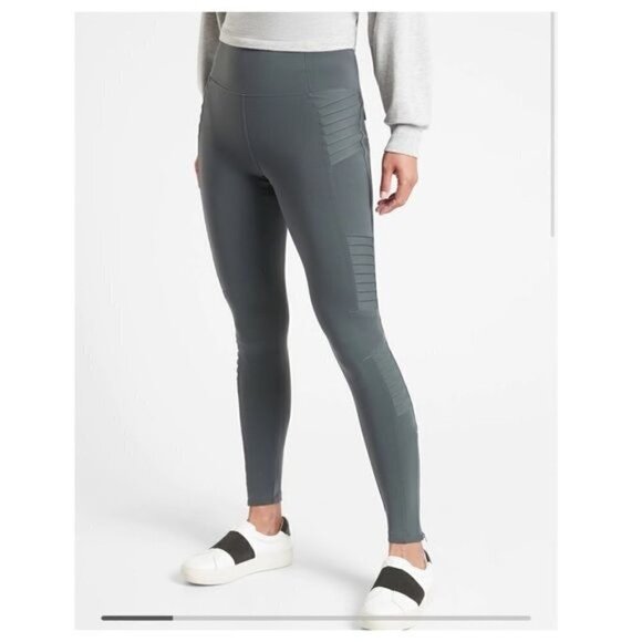Athleta Delancey Moto Tight Anthracite Grey Full 7/8 Length M - Picture 1 of 8